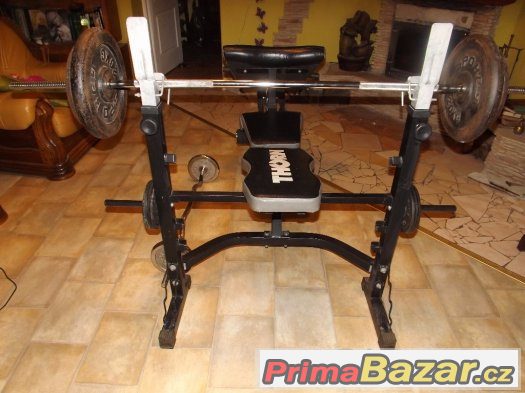 Posilovací lavice+čínka na bench+čínka na biceps+závaží – fotografie 3