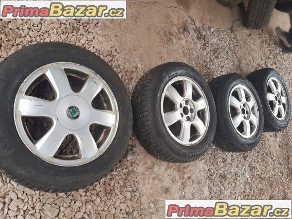 Sada alu kola Škoda pneu Michelin Alpin 6y0601025a 5x100 6j