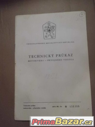 Starý Technický průkaz ŠKODA 125L – fotografie 1