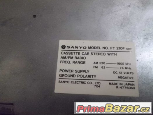 Krásné  staré autoradio SANYO FT 210F  do veterána – fotografie 3