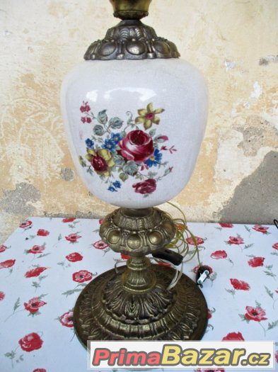 NÁDHERNÁ ZÁMECKÁ LAMPA - BRONZ,PORCELAN – fotografie 3
