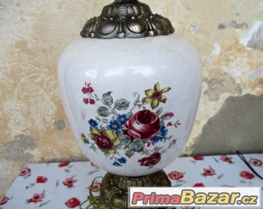 NÁDHERNÁ ZÁMECKÁ LAMPA - BRONZ,PORCELAN – fotografie 4
