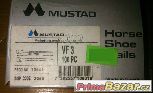 Hřebíky podkovářské Mustad VF 3 40 mm Nové – fotografie 2