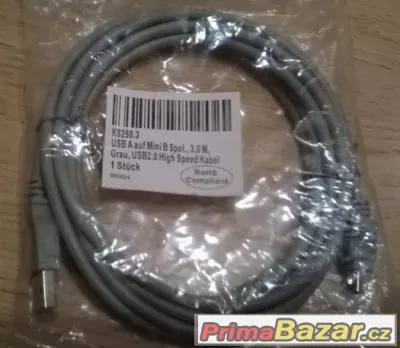 propojovaci datový kabel USB A = mini 3m