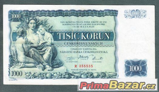 Staré bankovky - 1000 korun 1934 NEPERFOROVANA – fotografie 1