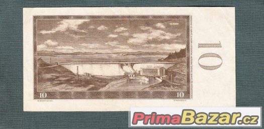 Staré bankovky - 10 kčs 1960 VZÁCNÁ serie H , pěkný stav – fotografie 2