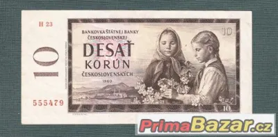 Staré bankovky - 10 kčs 1960 VZÁCNÁ serie H , pěkný stav