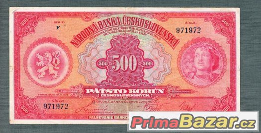 Staré bankovky - 500 korun 1929 NEPERFOROVANA – fotografie 1