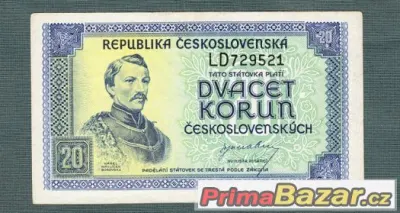 Staré bankovky - 20 kčs 1945 pěkná