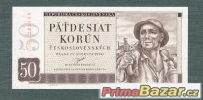 Staré bankovky - 50 kčs 1950 , pěkný stav