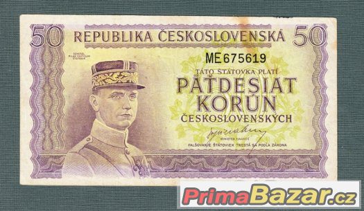 Staré bankovky - 50 kčs 1945 NEPERFOROVANA – fotografie 1