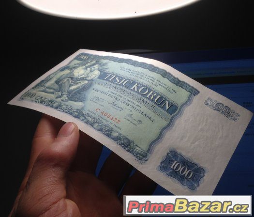 Staré bankovky - 1000 korun 1934 NEPERFOROVANA, pěkná – fotografie 3