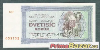 Staré bankovky - 2000 kčs 1945 , bezvadný stav