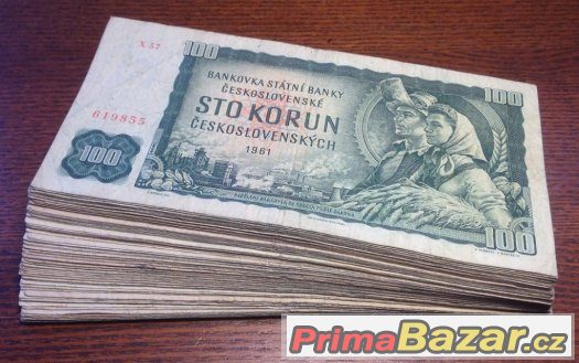 Staré bankovky - 100 kčs 1961 - 100 kusů – fotografie 2