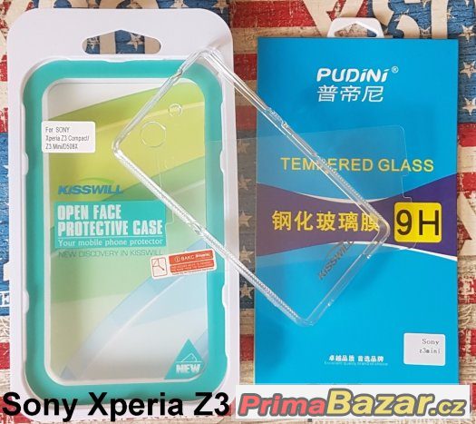 Sony Xperia Z3 compact SADA Sklo + Pouzdro silikon TPU – fotografie 1