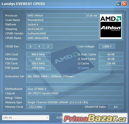 AMD Athlon 900 MHz Thunderbird A0900AMT3B sc.462 FUNKČNÍ – fotografie 4