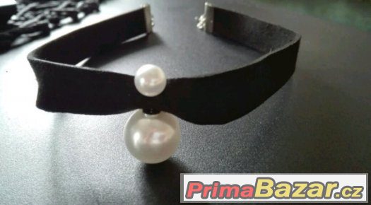 Choker náhrdelník na krk s perlou nový – fotografie 1