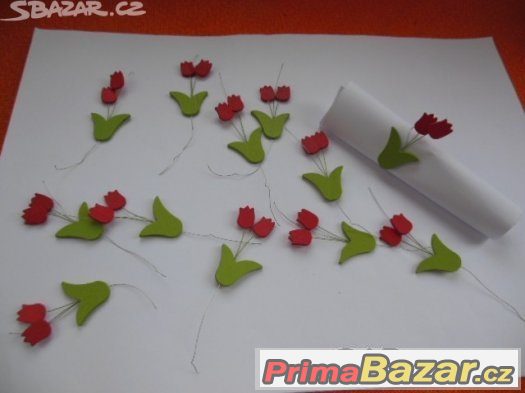 Dekorace-modré růže,dřevěné tulipány,kytičky,třpyt.hvězdičky – fotografie 3