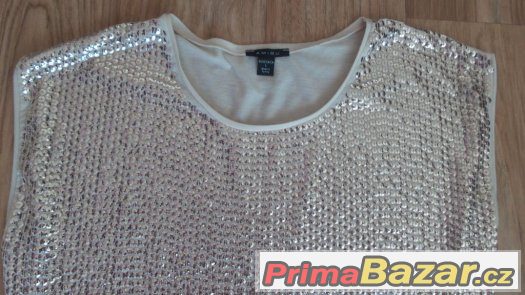 Prodám béžové tričko s flitry, vel. L (42), zn. Amisu. – fotografie 2