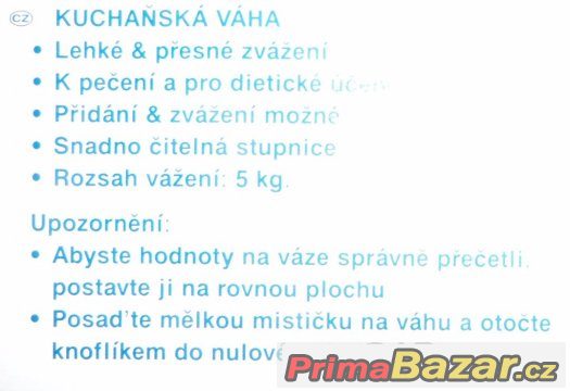 Prodám - nepoužívaná kuchyňská váha - max. 5 kg. – fotografie 3