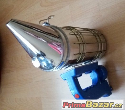 nerezový dýmák na uklidnění včel s el. ventilátorem – fotografie 1