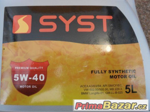 OLEJ SYST 5W/40 5L - KVALITNÍ OLEJ ZA PÁR KORUN... – fotografie 2