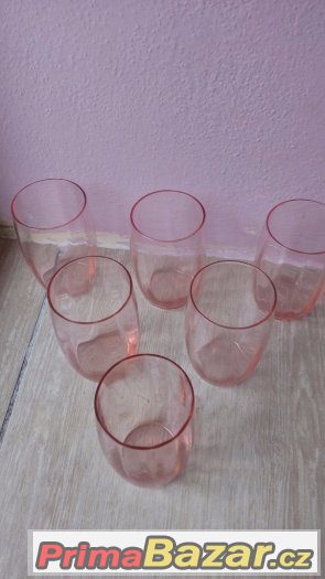 Souprava 6 sklenek na pití - české ručně probarvené sklo – fotografie 2
