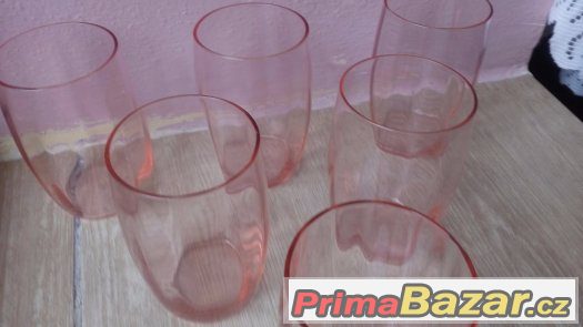 Souprava 6 sklenek na pití - české ručně probarvené sklo – fotografie 4