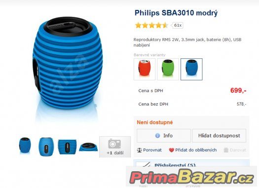 Přenosný reproduktor Philips SBA3010 – fotografie 4