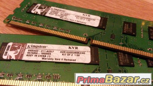 Paměti - 2x 2GB DDR3 Kingston KVR1333D3N9K2/4G CL9, 1,5V – fotografie 2