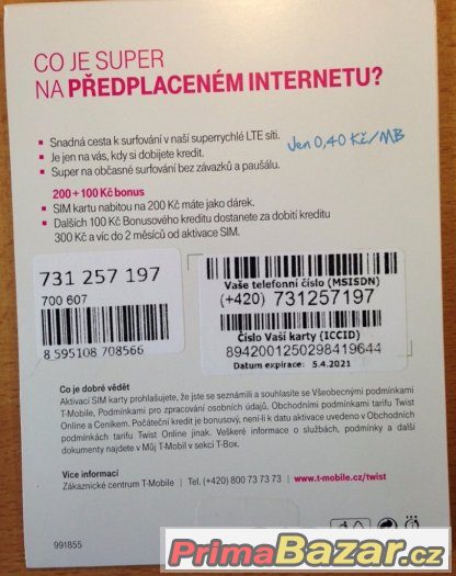 předplacená SIM T-mobile – fotografie 2