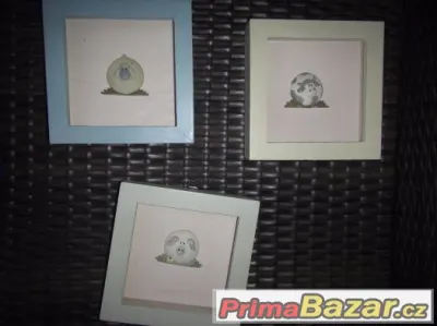 Set, 3x obraz plastika, rámek, dekorace na chalupu -