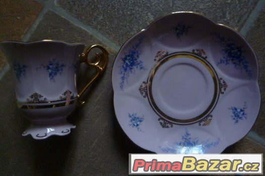 Porcelán Leander Loučky růžový šálek 14 kar zlato poměnky – fotografie 3