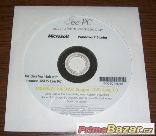 Windows 7 Starter pro Asus Eee PC (support DVD) – fotografie 2