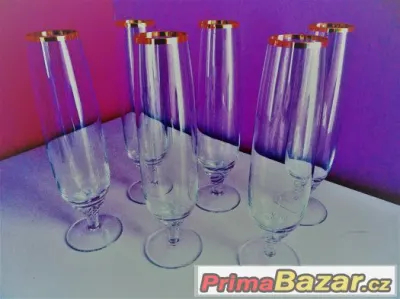 Prodám sadu 6 zcela nových zlacených skleniček