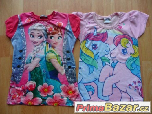 Tričko My little pony a Tričko Anna a Elsa vel.122-128 – fotografie 1