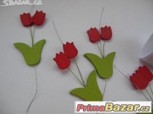 Dekorace-kukuřice,dřevěné tulipány,kytičky,třpyt.hvězdičky – fotografie 2
