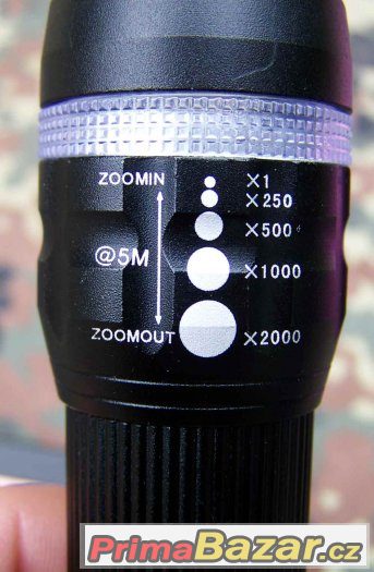 Policejní kovová svítilna ZOOM, strobo, 2 intenzity- – fotografie 3