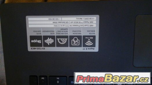 Prodám notebook Acer Aspire E17 – fotografie 2