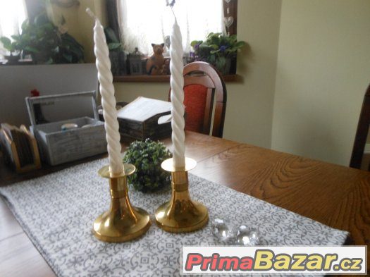 2x MOSAZNÝ ZLATÝ SVÍCEN-NOVÉ,KRÁSNÉ,ELEGANTNÍ – fotografie 1