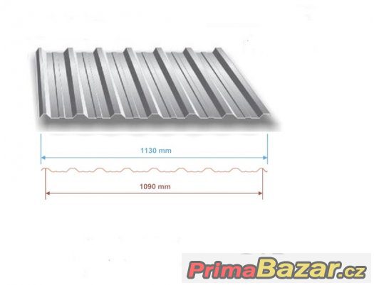 Trapézova plechova krytina T 18 pozink 0,6 mm – fotografie 1