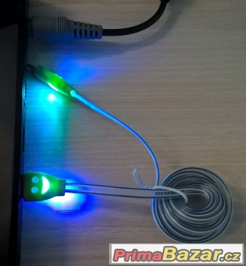 kabel USB - mikro 1m bílý, černý, svítící – fotografie 1