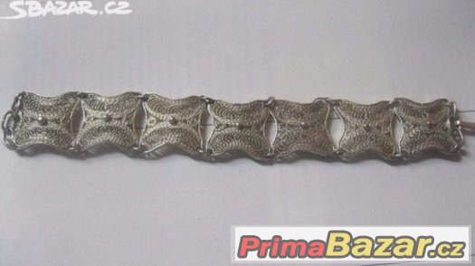 Filigranovy masivni stríbrny naramek 900/1000 delka 17cm sir – fotografie 2