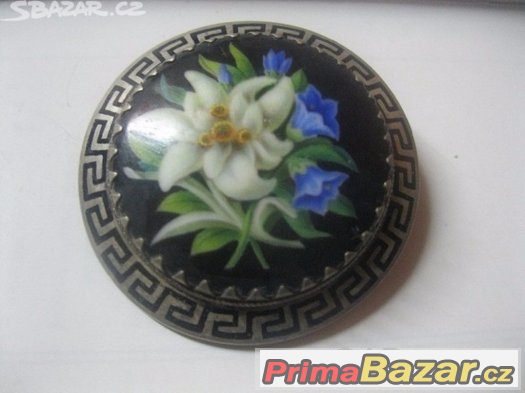 Unikat Orchideje-Malovana stribrna porcelanova broz Viden 18 – fotografie 1