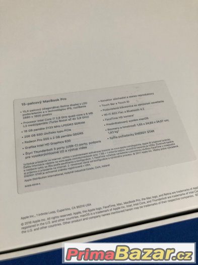 Macbook PRO 15" 2017 - NOVÝ nepoužitý - Apple záruka – fotografie 3