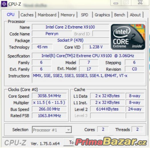Intel Core 2 Extreme X9100 3.06/6M/1066 SLB48 laptop CPU – fotografie 4
