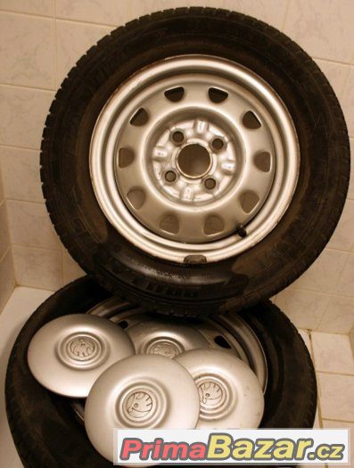 Škoda 13" 4x100-Sada kol-letní pneu + poklice – fotografie 1