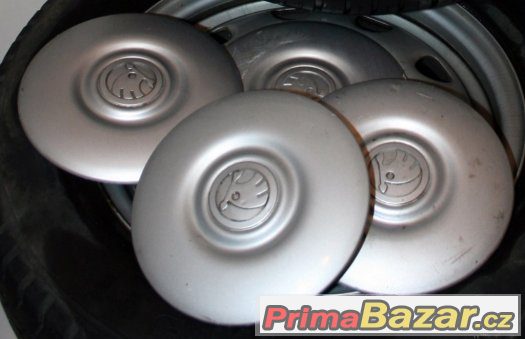 Škoda 13" 4x100-Sada kol-letní pneu + poklice – fotografie 2