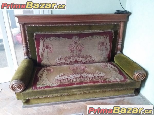 Starožitné novorenesanční sofa v původním stavu – fotografie 1