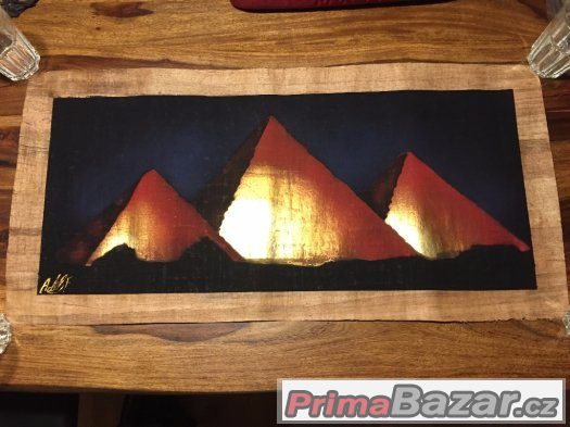 Prodam papyrus - zlate pyramidy 84 x 41,5 cm – fotografie 1